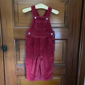Hanna Anderson Red Corduroy Overalls EUC size 80